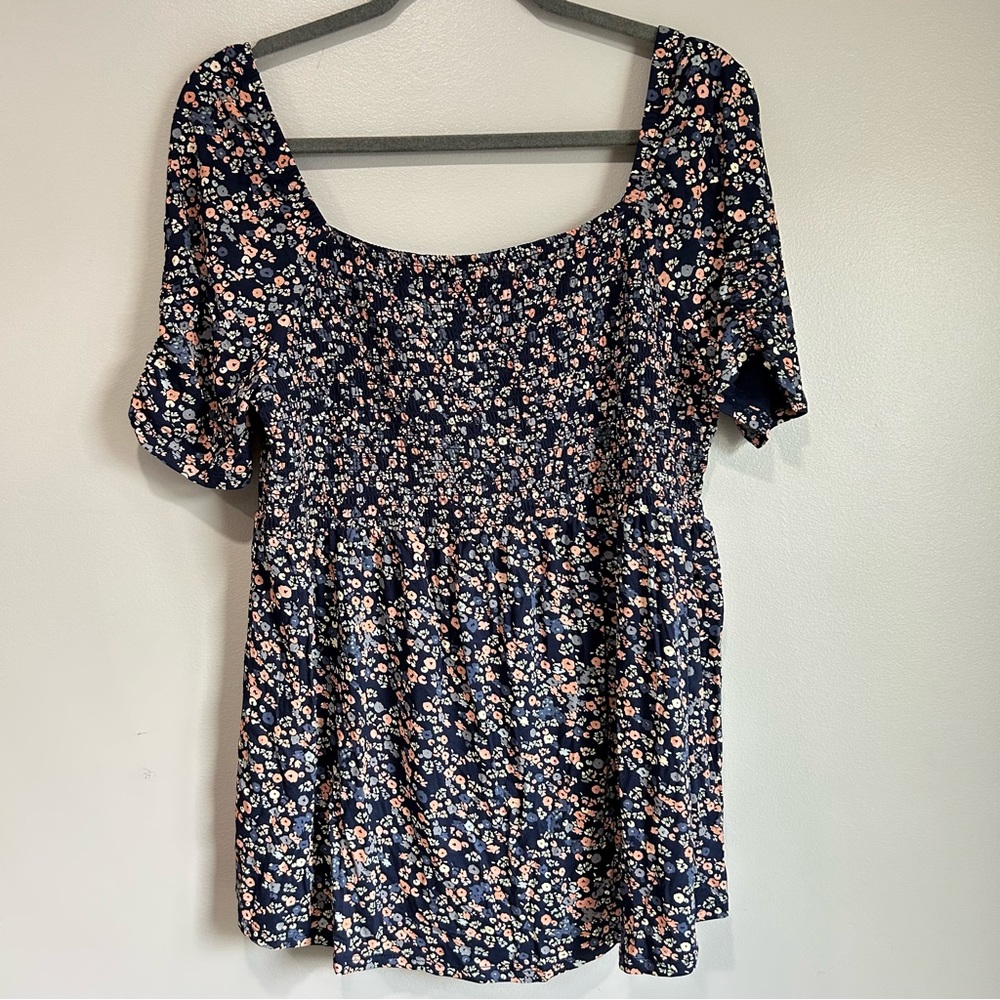 Maternity Floral Babydoll Off-the-shoulder Blouse